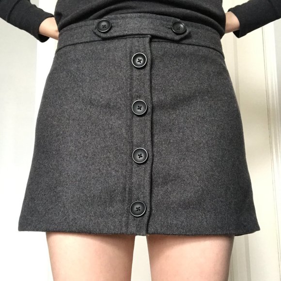 Gap Mod Charcoal Wool Mini Skirt - Picture 1 of 6